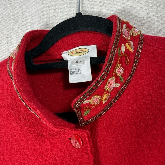 Talbots Red Embroidered Button-Front Jacket - Picture 6 of 12